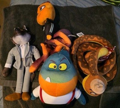 4X Dreamworks Bad Guys Plush Bundle Mr Wolf/Ms Tarantula/Mr Piranha/Mr Snake