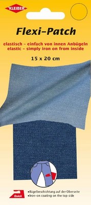 KLEIBER Flexi-Patch von innen Anbügeln jeans mittelblau