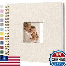 Hiwhy 10x10 Scrapbook Photo Album Linen Hardcover Beige 40 Pages Kraft White