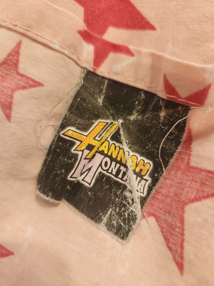 RARO Y2K Hannah Montana Hoja Doble Plana Disney Miley Cyrus Estrellas Rayas Rosa Foto 3 de 4