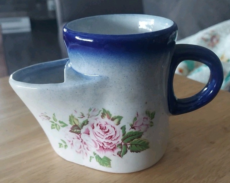 Antique Vintage Mug Men's Mustache Shaving Cup Ceramic Floral Cup
