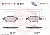 Brembo Bremsbelagsatz, Scheibenbremse P 61 083 FüR CitroËN Peugeot DS