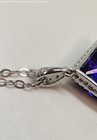 925 Sterling Purple Round CZ Clear Accent Diamond Shaped Pendant Necklace 3.3g — photo 3