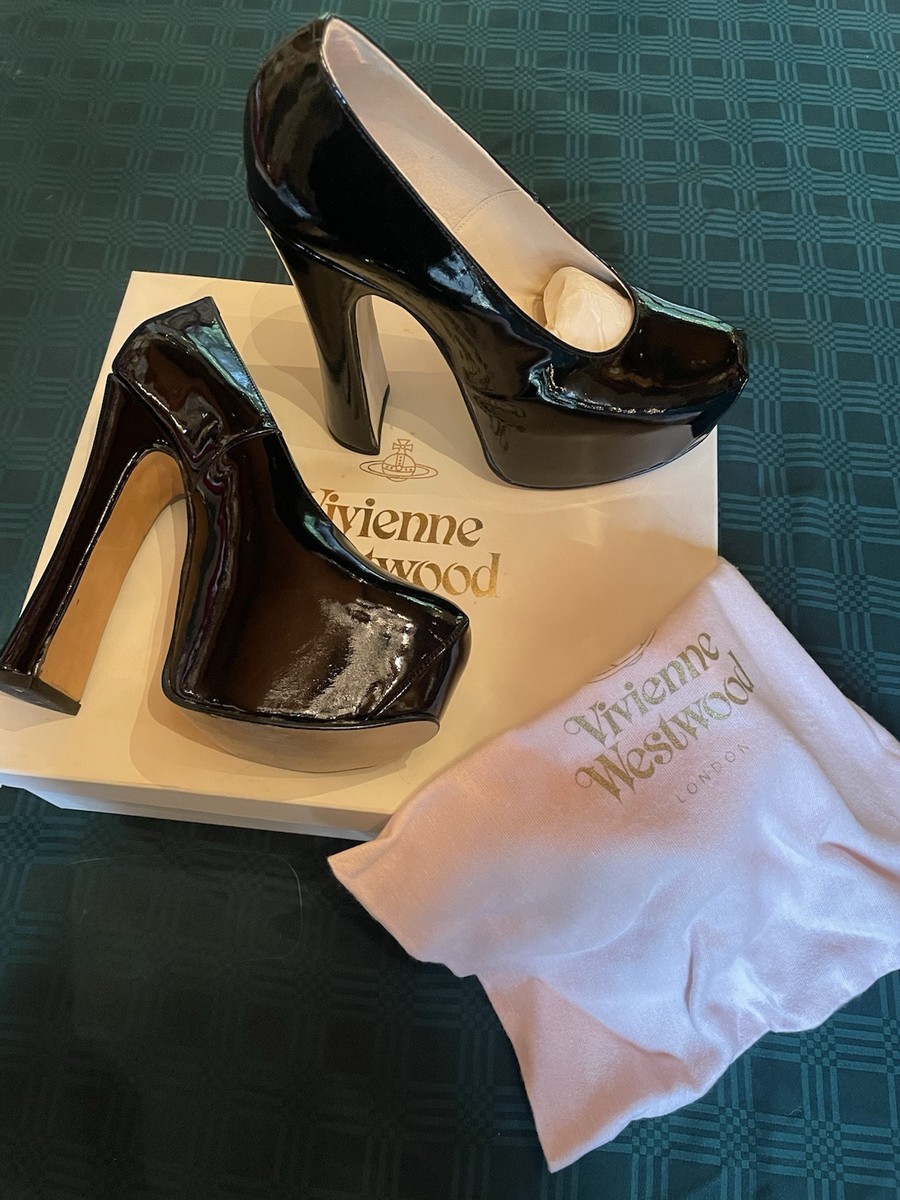 Vivienne Westwood Black Patent Leather Elevated Court Shoes IT 37