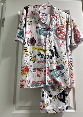 Foo Fighters Inspired Short Sleeve 2-pc Silky Satiny PJ pajama Set XXL