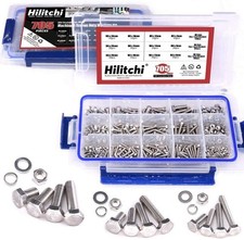 705-Pcs M3 M4 M5 Hex Hexagon Head Cap Machine Screws Bolts Nuts Flat and Lock...