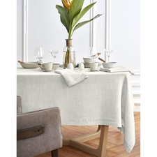 Solino Home 100 Pure Linen Tablecloth Light Flax Woven, Sonoma 70 x 132 in