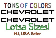 TWO "Chevrolet" Die Cut Vinyl Decals Camaro Corvette Cruze Sonic S10 Cavalier