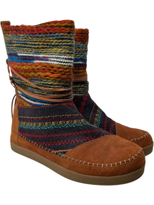 TOMS Boots Women's Size 10 Nepal Brown Multi-Color Knit Boho