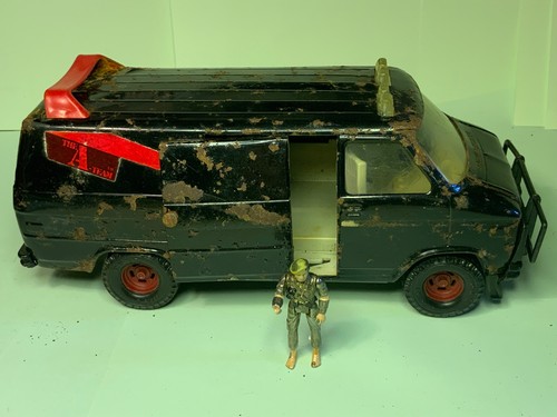 VINTAGE A-TEAM BLACK RED 1983 THE ERTL CO USA 11”METAL GMC VAN 52040 slidingDOOR - Picture 6 of 24