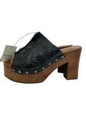 GRACE CONTINENTAL Flower Carving Clog Sandals 38 BLK