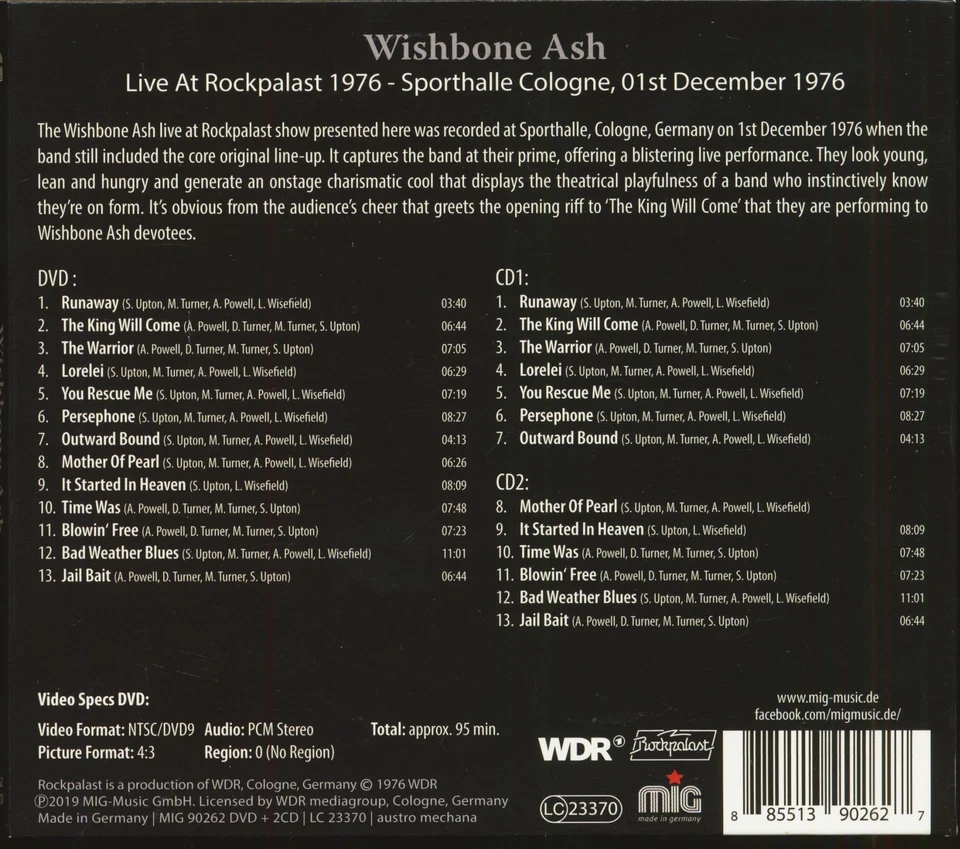 Wishbone Ash - Live At Rockpalast 1976 (2-CD & DVD) - 1970s/1980s Pop/Classic... - Bild 2 von 3