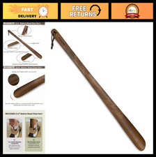 Long Handle Wooden Shoe Horn 23.6" - Easy Wear Helper for Seniors, Women, Kids,