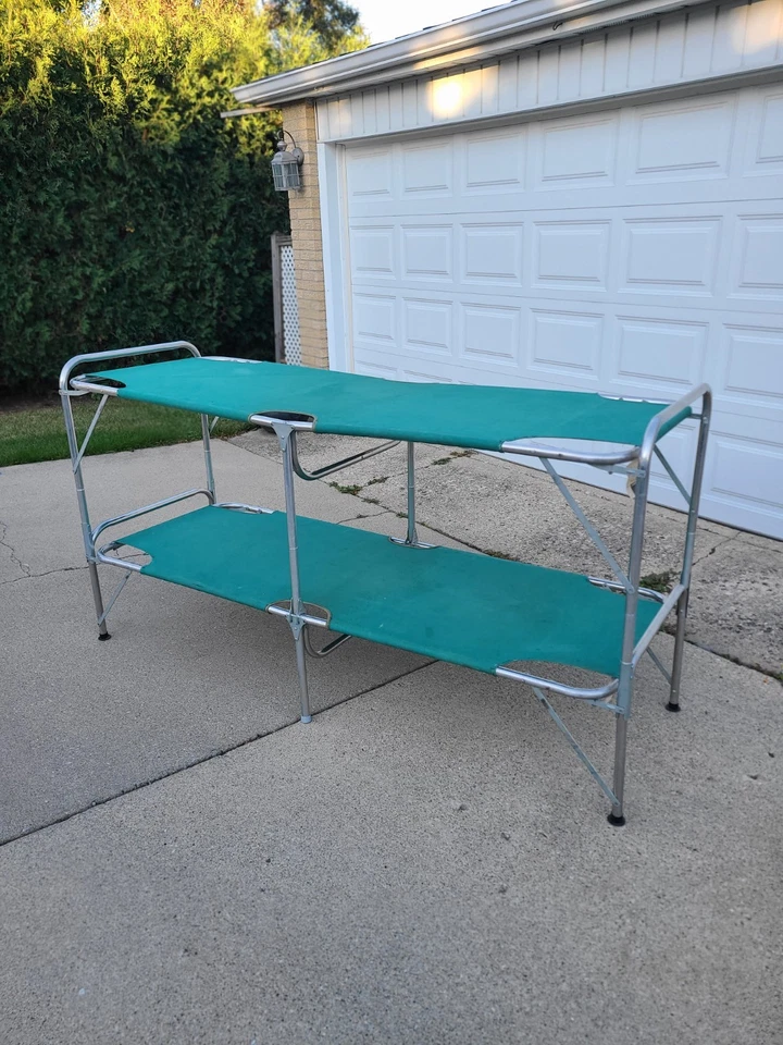 Vtg Cot Bunk bed Telescope Folding Furniture Company Cot Aluminum & Canvas - Image 2 of 4