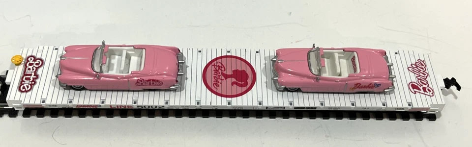 HO Barbie Custom Blanco Coche Plano con 2 1/87 1953 Rosa Cadillac Eldorados Carga Usado Foto 2 de 4