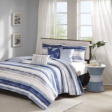 Madison Park Quilt Set Cottage Coastal Design, 6 Piece Set - All Season, Coverle