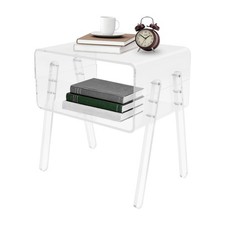 Clear Acrylic End Table With Two Open Shelves Side Table For Books And Decor