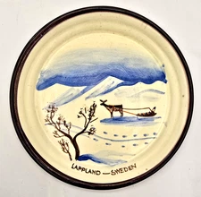The New York World's Fair 1939 Hand Painted Pottery Plate Lappland Sweden 7"
