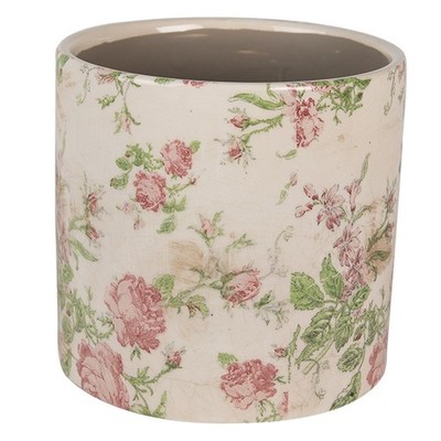 6CE1623L Blumentopf Pflanztopf Floral Rosen Blüten Clayre & Eef