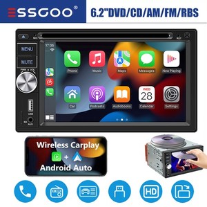 Double 2 Din 6.2" Apple CarPlay Car Stereo Touch Bluetooth Radio CD DVD Player