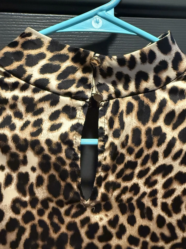 Bold Elements Women's Blouse Fun Cheetah Print With Sexy But Elegant Details. SM - Image 4 of 4