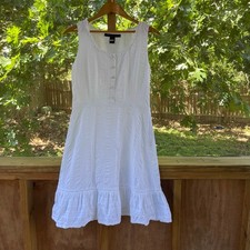 Marc by Marc Jacobs Women's White Sleeveless Ruffle Hem Mini Dress Size 8