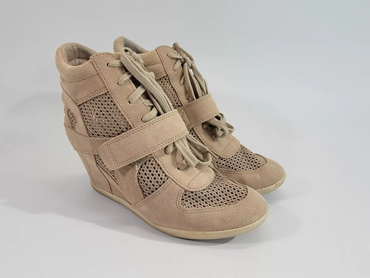 Tan wedge trainers sale