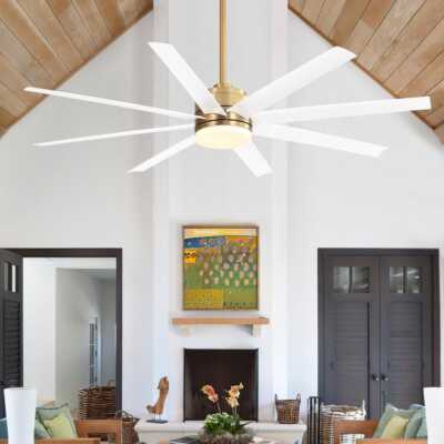 Sky Hog 65 in. Indoor Integrated LED Matte White Ceiling Fan W/ Light & Remote
