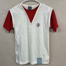 NOS Vintage Size 16 Boys Le tigre Sport Red White Shirt
