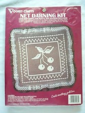 Vogart Crafts Net Darning Kit Style 2526E Cherries Pillow Ruffle 14" x 14" NEW