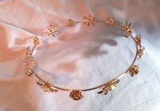 Vintage Gold Tone Floral Faux Pearl Headband