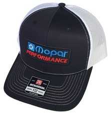 Mopar Performance Patch on Richardson 112 Trucker Hat Snapback Black/White