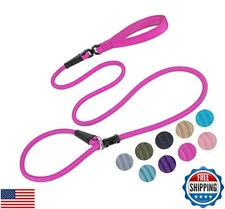 Slip Lead Dog Leash，Strong Nylon Rope Leash and Padded Handle,No Pull Outdoor