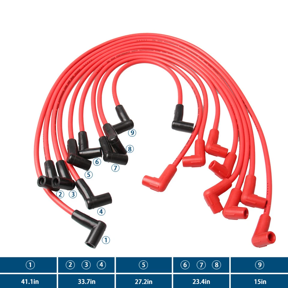 Cables de bujías rojas de 8 mm 4048 para Buick Chevrolet Oldsmobile Pontiac 1974-1980 Foto 4 de 4