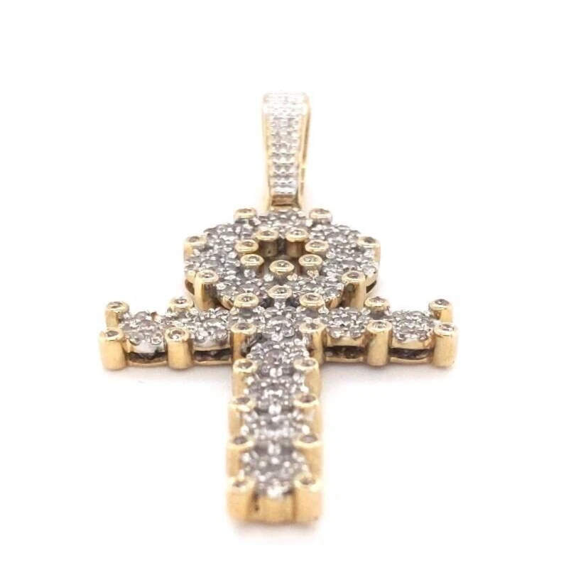 DIAMOND ANKH PENDANT, 10K YELLOW GOLD 1.05 CT EGYPT CROSS - Image 3 of 4