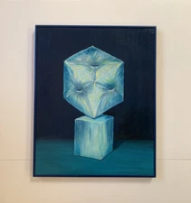 Vtg ABSTRACT GEOMETRIC PAINTING Mid Century Modern Style MODERNIST By Goldstein