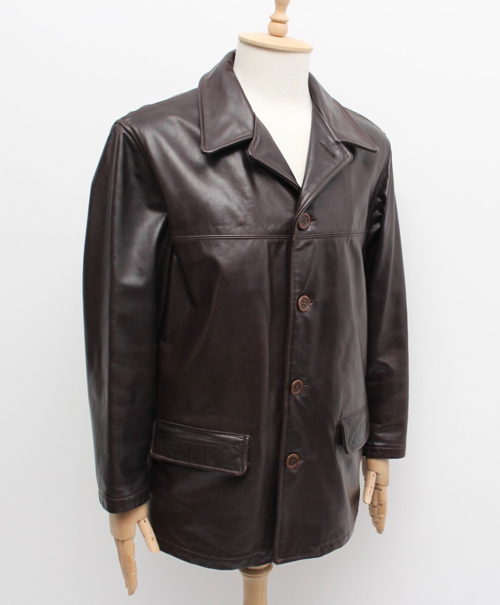 Men's Vintage STEWART Leather Jacket Coat Brown RARE Size M made