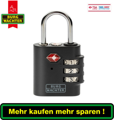 Burg-Wächter TSA Sicherheits-Zahlenschloss 77 30 SB 2,9mm Schwarz NEU OVP