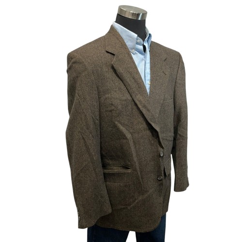 44R Stuart Hughes Brown Herringbone Suit Jacket Sport Coat Blazer Tweed Wool New - Picture 11 of 12