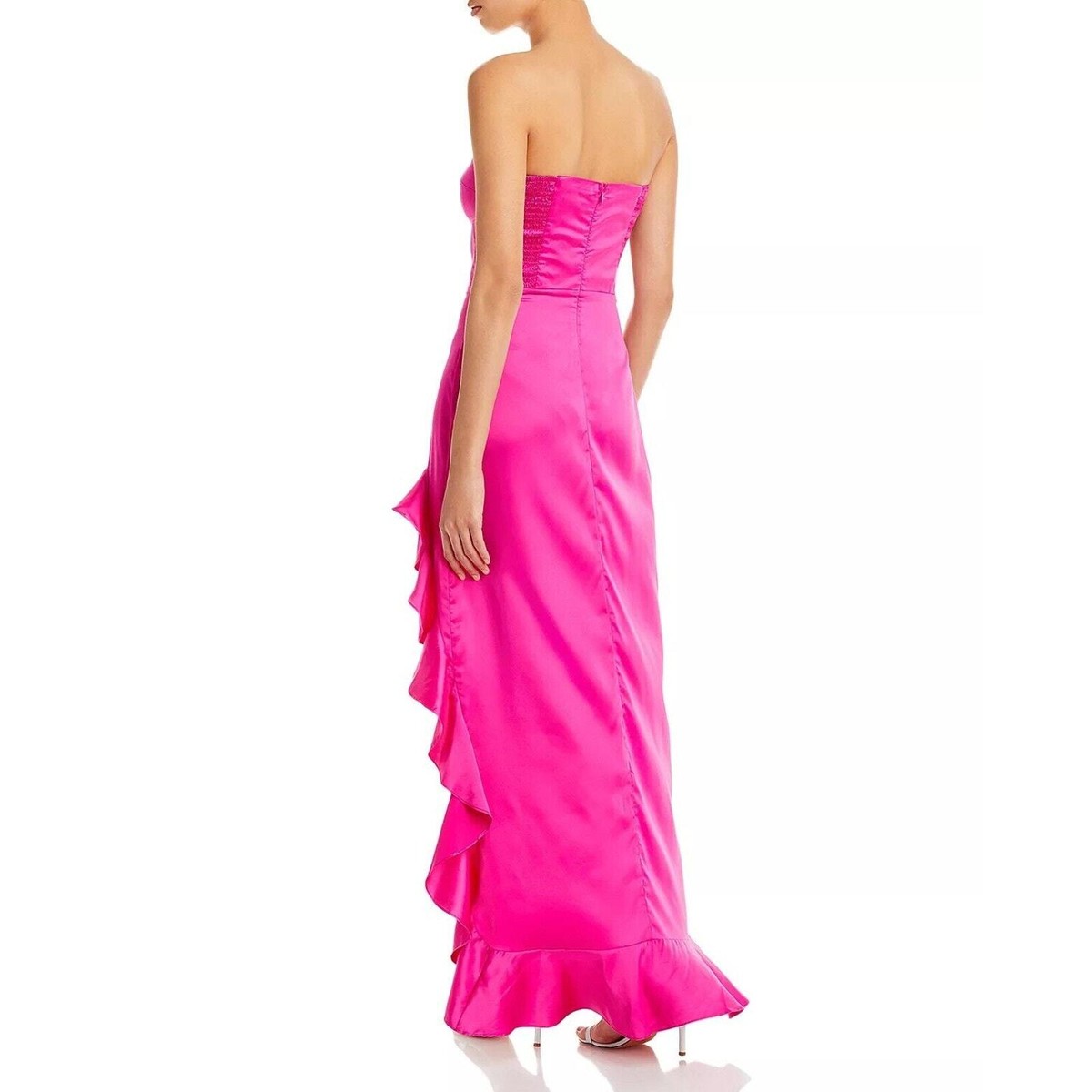aqua hot pink dress Aqua Women's Eyelet Smocked Midi V-Neck Hot Pink Dress B4HP
