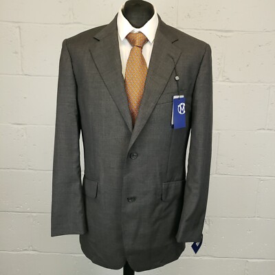 T.M.Lewin Blazer Sakko 41 REG grau Merinowolle 110er 2 Knopf uni UVP 200£
