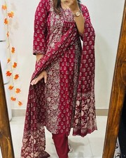 Indian Women Tunic Kurta Pant Dupatta Set Pakistani Designer Party Wear Kurti