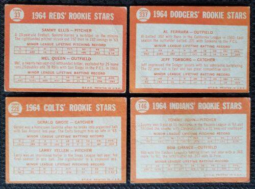 4x 1964 (RC) Stars Colts Reds Indians Dodgers MLB Topps Card #33 146 226 337 - Picture 2 of 2