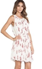 Worn Once! Free People Ivory Pleated Gardenia Floral Mini Size M Dress