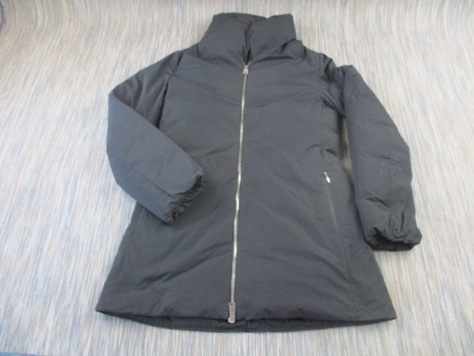 Women's Black Duck Down Puffer Jacket UK 8 Insulated Full Zip Coat with Logo-image