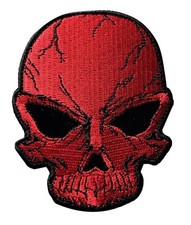 Iron on Patch Red Skull Creepy Patch Embroidered Cosplay Biker