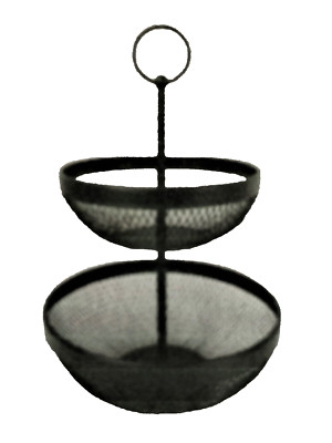 ~MIND READER~ 2-Tier~MESH~FRUIT & VEGETABLE~BLACK DECORATIVE STORAGE BASKET~NEW!