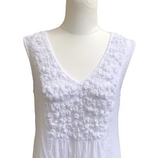 Hammock & Vine Size 10 White Summer Dress 100% Cotton Sleeveless Plus Underslip