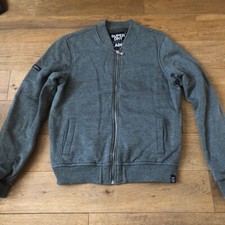Image of Superdry Khaki/grey Marled Bomber-style Hoodie - Small - New Without Tags