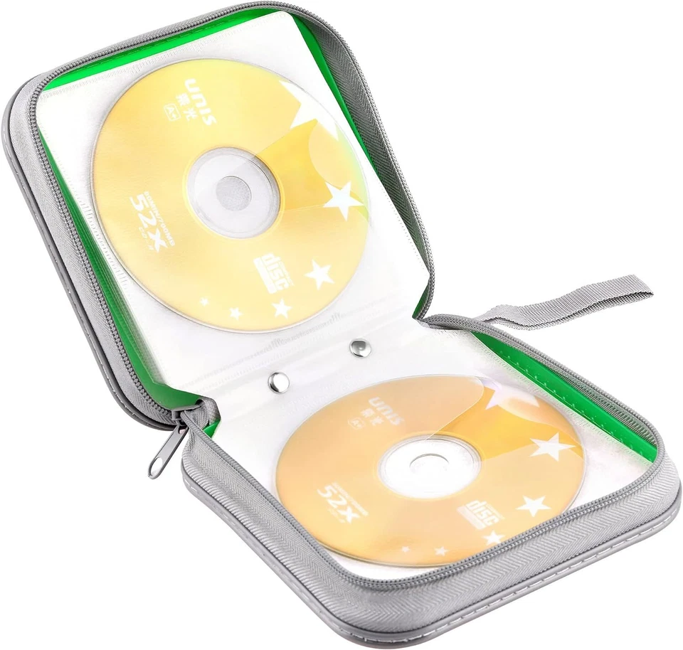 Estojo organizador verde 34 discos CD DVD VCD suporte portátil bolsa de armazenamento álbum - Imagem 3 de 4